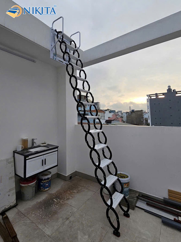 THANG XẾP ỐP TƯỜNG TAGOMI KHUNG NHÔM DÙNG CHO GÁC XÉP, LÊN SÂN THƯỢNG