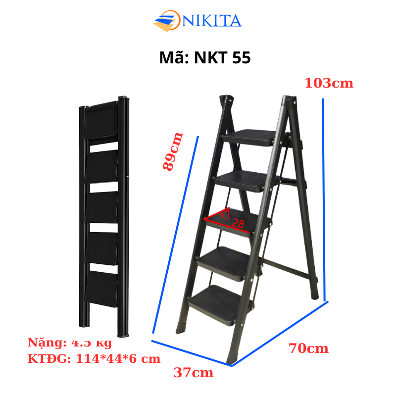 THANG GHẾ KHUNG SẮT GẤP GỌN CHỮ A NIKITA NKT-55