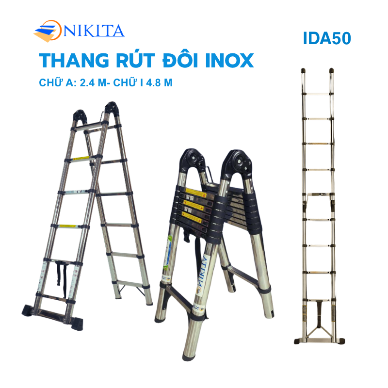 THANG RÚT ĐÔI INOX CHỮ A NIKITA IDA50